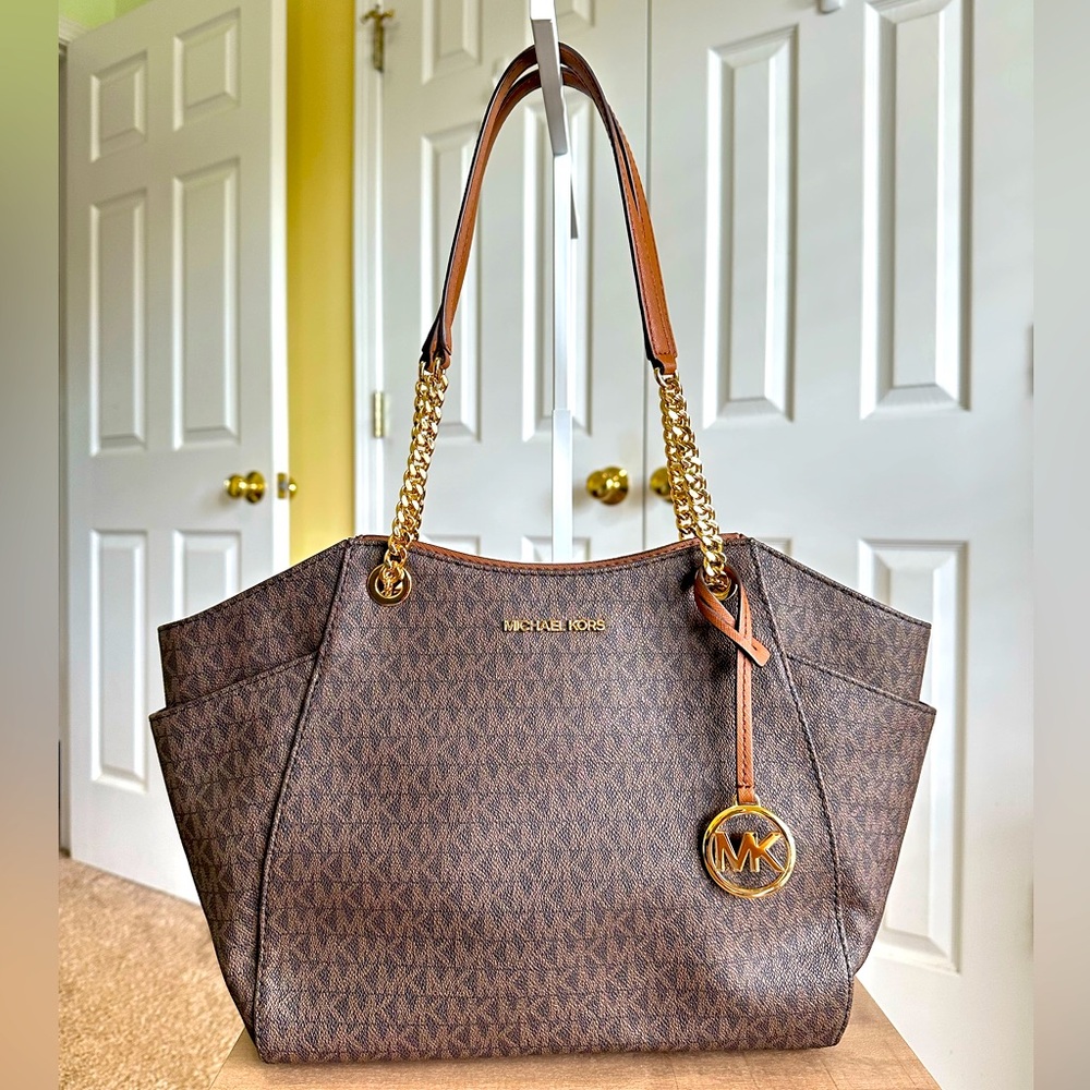 #48. Michael Kors Jet Set Logo Signature Shoulder Bag w/ Chain Strap, Like New